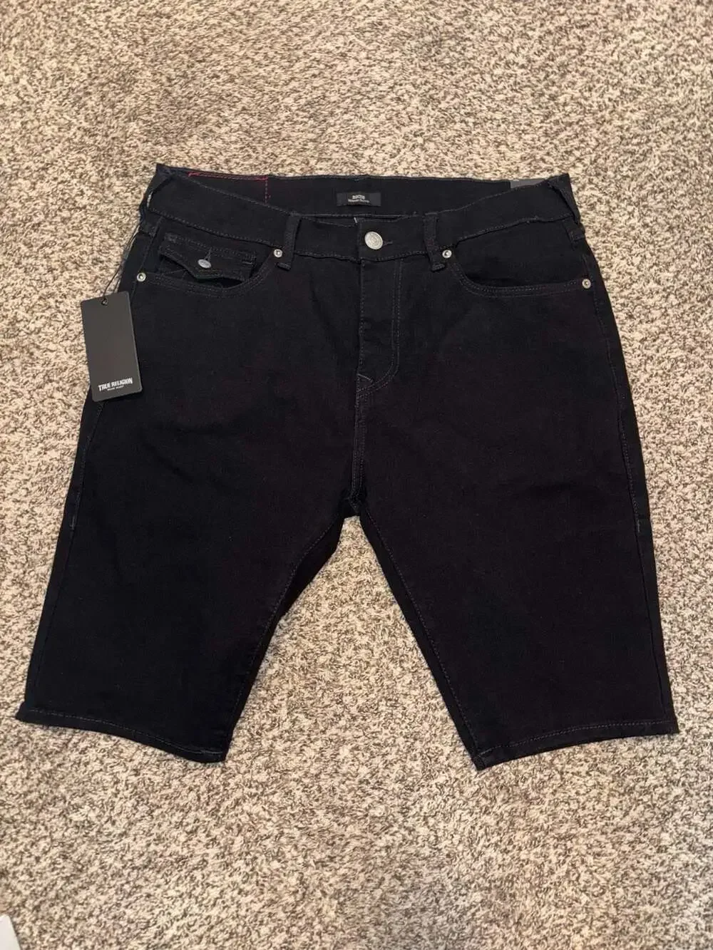 True Religion Rocco Denim Shorts Black Rinse Size 34 NWT